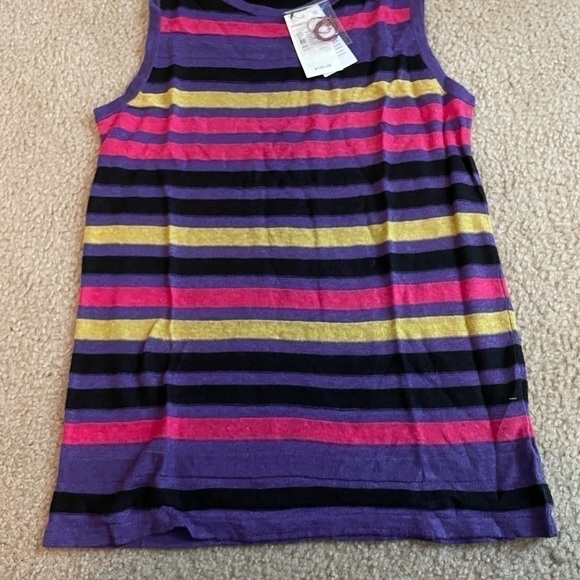 SAKS fifth ave COLLECTION Silk Linen Stripe Shel - Picture 4 of 7